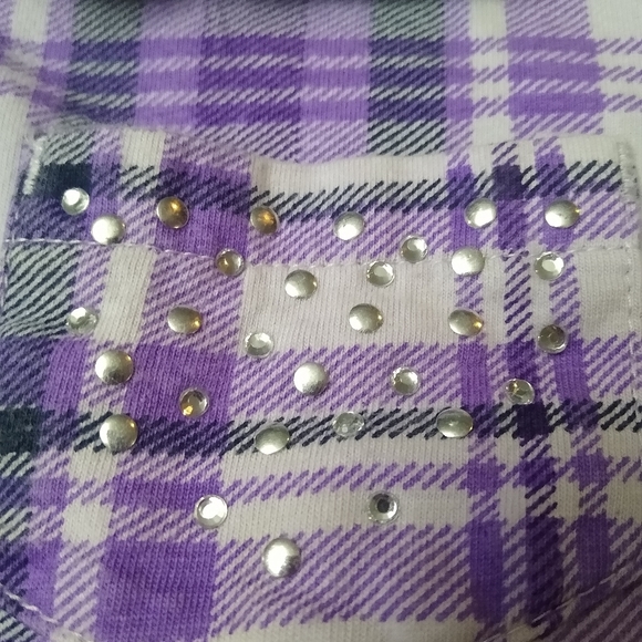 💜 Girls Purple Plaid Tie Front Tunic Lightweight Top Size Medium (10/12) - Picture 5 of 6